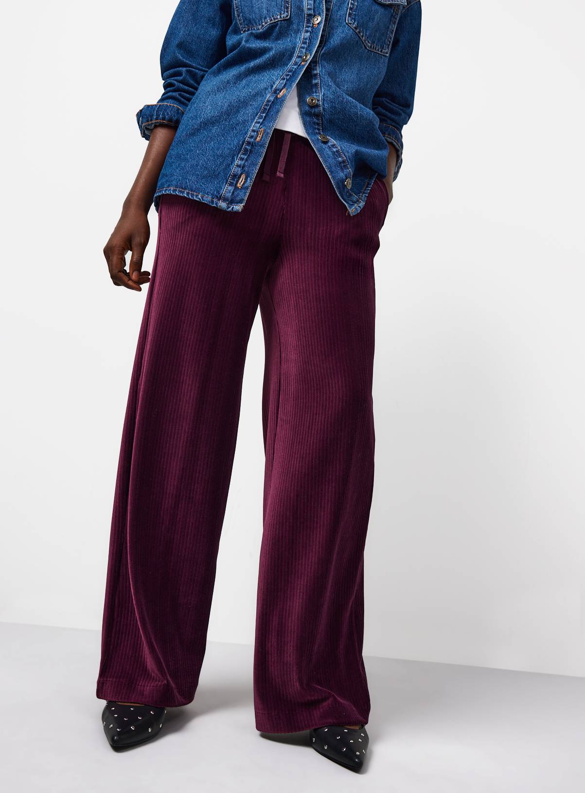 Burgundy Corduroy Wide Leg Trousers 8 - Image 1